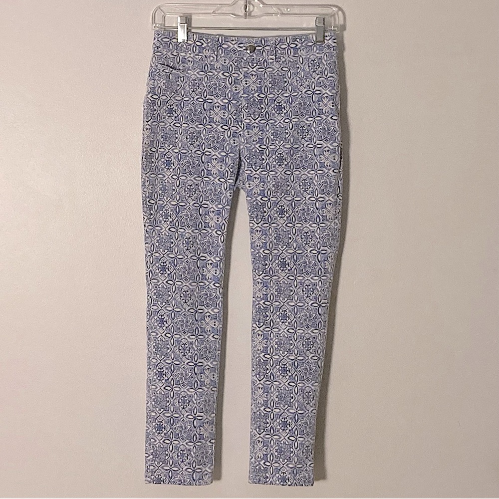 Rafaella Comfort Blue And White Geometric Pattern Jeggings Size 6 💚